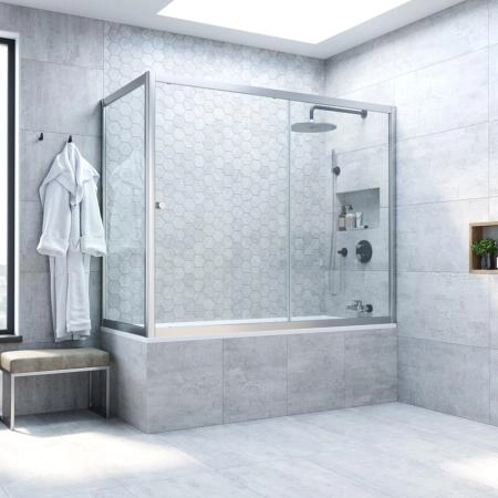 Шторка на ванную Vegas-glass ZV+ZVF NOVO 190*75 07 01, профиль матовый хром, стекло прозрачное
