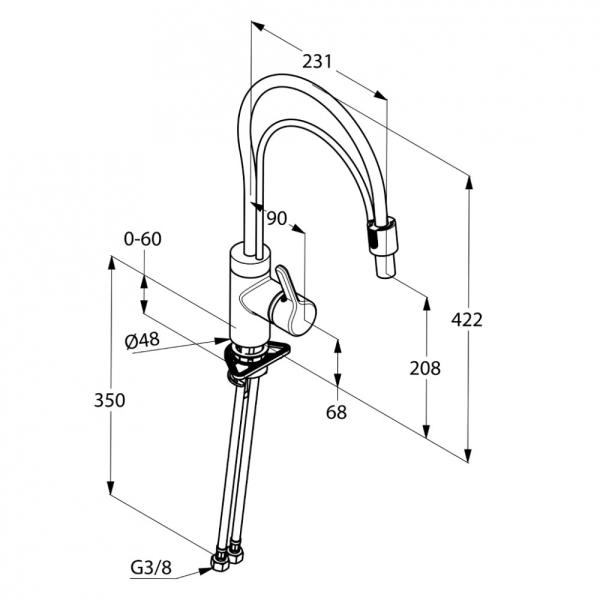 Смеситель Kludi Bingo Star 428590578 для кухни, белый выдвижной излив