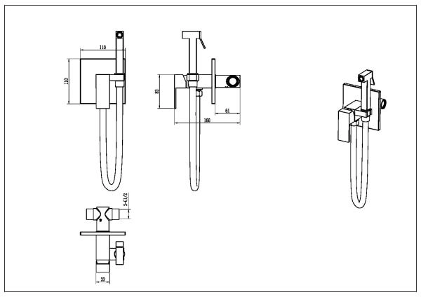 Смеситель гигиенический Boheme Qubic Copper Brushed 477-CB
