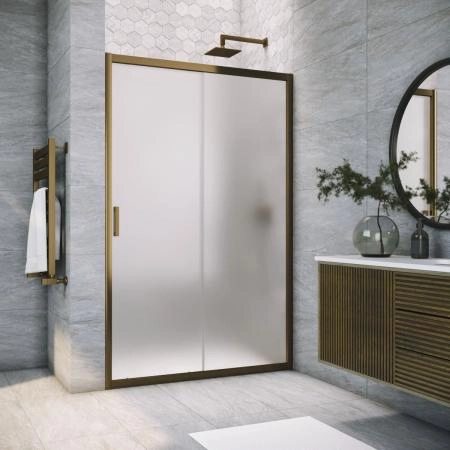 Душевая дверь Vegas-glass ZP TUR NOVO 140 05 10, профиль бронза, стекло сатин