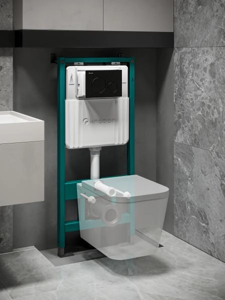 Инсталляция KNOTLOR SPECTRUM ISWC504FG (серия 1) для подвесного унитаза, бирюзовый