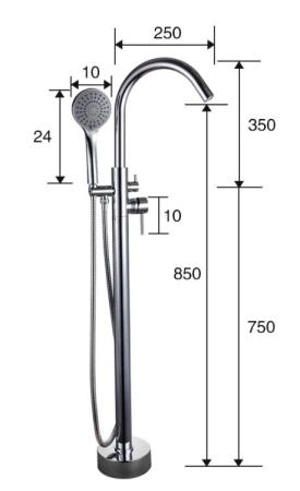 Смеситель Gappo G3098 для ванны напольный, хром