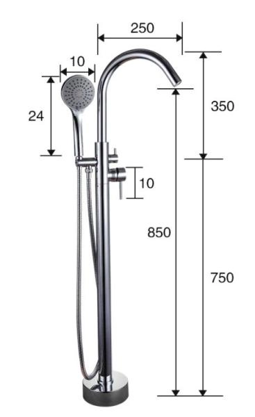 Смеситель Gappo G3098 для ванны напольный, хром