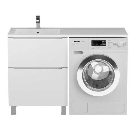 Тумба под стиральную машину Uperwood Tanos 60 см, напольная, белая, 2 ящика