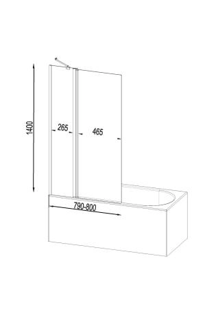 Душевая шторка на ванну AM.PM Gem W90BS-D3W5-140CT хром, прозрачное 80 см