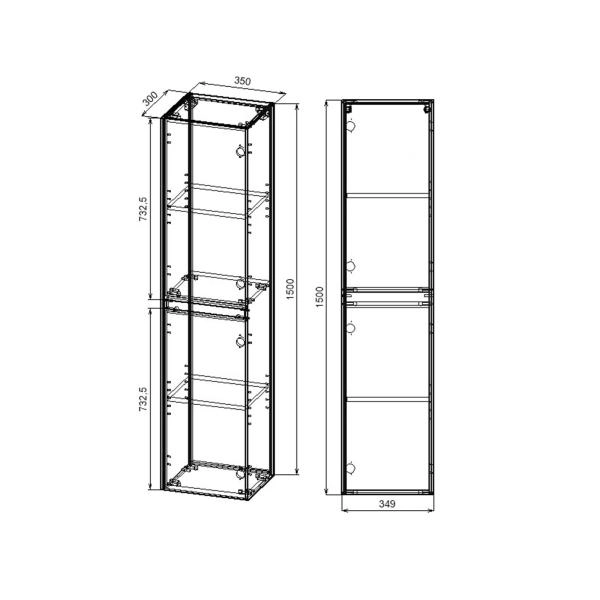 Шкаф Vincea Chiara/Luka VSC-2CL150GS подвесной, 1500*350*300, G.Stone
