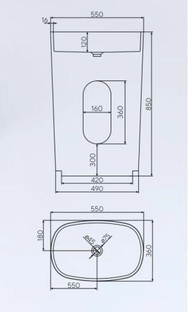 Раковина NT BAGNO NT701 BELLO 550x360 искусственный камень