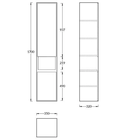 Пенал Kerama Marazzi PLAZA MODERN ПЛАЗА МОДЕРН PLB.M.170\WHT.V подвесной 170, белый глянцевый