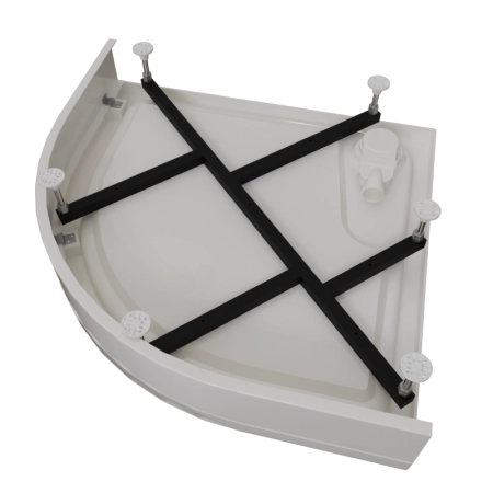 Поддон к душевому углу Берген RD 100х100 (радиальный поддон на раме-подставке с устройством слива (черный), панель)