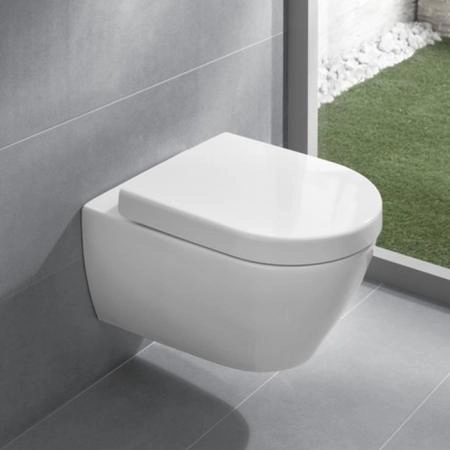 Villeroy&Boch Subway 2.0 Сиденье для унитаза, с микролифтом, цвет: белый/нержавеющая сталь