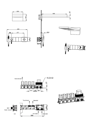 Встроенная душевая система Boheme ZODIAC, трехпозиционная Shine Gun Metal 132-SGM