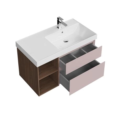 Тумба Kerama Marazzi CUBO КУБО CUB.90.2Rh\MAL.N правая подвесная с ящиками 90, мальва матовая-древесная