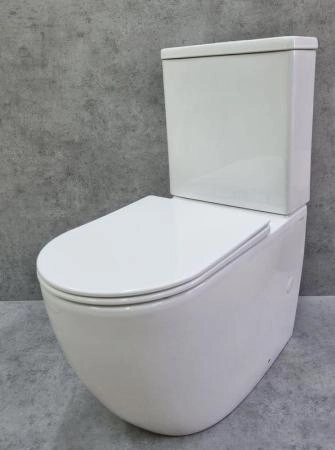 Унитаз Ceramalux K2176-1 напольный безбодковый с бачком сиденье микролифт, белый