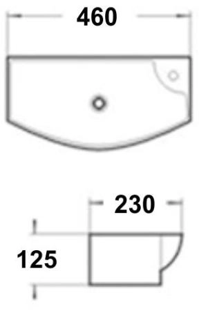 Раковина CeramaLux 7946L 46 см подвесная левая