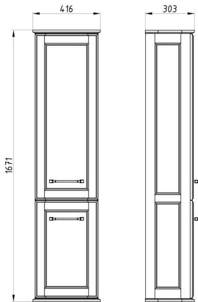 Пенал ASB-Woodline Венеция 40 Белый (патина серебро)