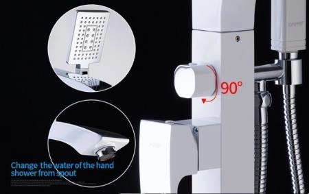 Смеситель Gappo G3007-8 для ванны напольный, хром белый