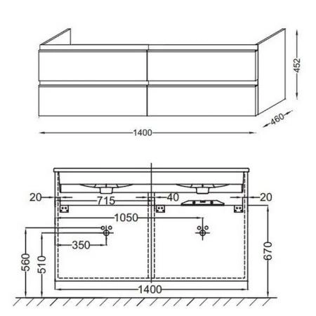 Тумба под раковину Jacob Delafon VOX EB2020-RA-E16 140 см цвет ореховое дерево