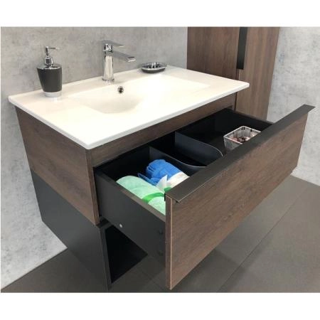 Тумба с раковиной Comforty Франкфурт-75 дуб шоколадно-коричневый