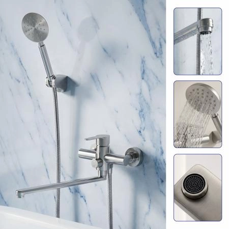 Смеситель для ванны Ceruttispa Овидио VXLBN (OVIDIO VXLBN) из нержавеющей стали, цвет матовый никель