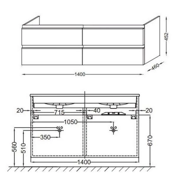 Тумба под раковину Jacob Delafon VOX EB2020-RA-E16 140 см цвет ореховое дерево