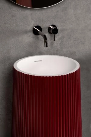 Раковина напольная Boheme рифленая Corian 480*480*850 Burgundy 801-Torre-BUR