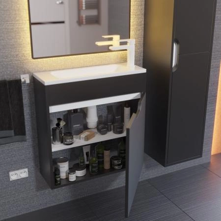 Тумба под раковину для ванной Uperwood Modul 60 см, подвесная, матовая, черная