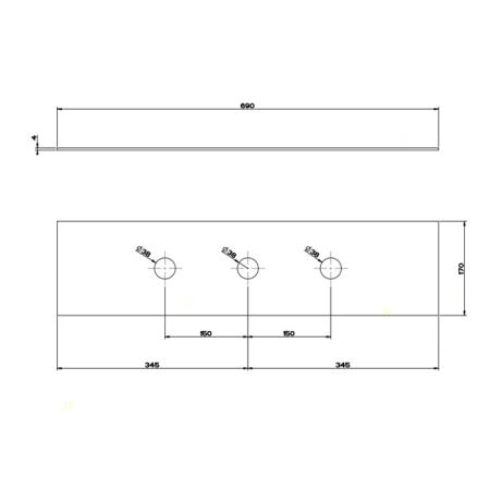 Gessi Bath316  Пластина на 3 отверстия для монтажного бокса, цвет: шлифованная сталь