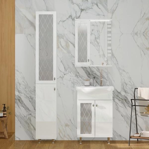 Пенал для ванной напольный Volna Milena 30 белый глянец