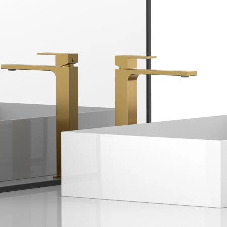 Смеситель Vincea Cube VBF-1C02BG для раковины однорычажный, брашированное золото