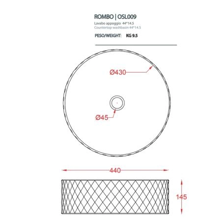 Artceram Rombo Раковина накладная Ø 44 см, цвет: salvia