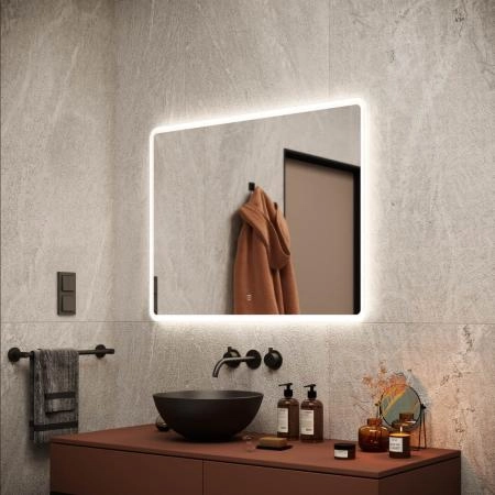 Зеркало SANCOS ARCADIA AR900 90x70x3 белый светодиодная подсветка, диммируемый сенсорный выключатель, пластиковый светопропускающий короб