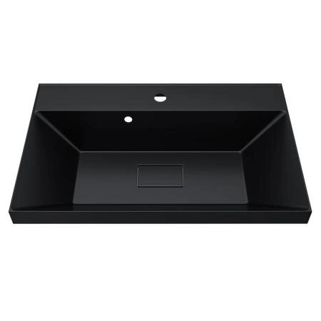 Раковина для ванной Uperwood Classic New 70х45х16,3 см, черная глянцевая, с накладкой для слива