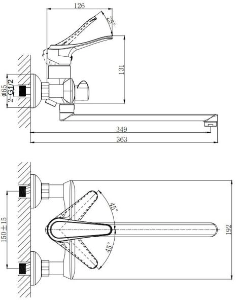 Смеситель для ванны RUSH Jawa с поворотным изливом (JA0735-51)