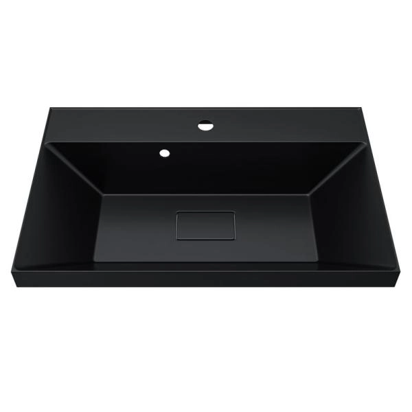 Раковина для ванной Uperwood Classic New 70х45х16,3 см, черная глянцевая, с накладкой для слива