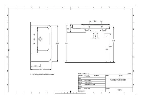 Раковина Egevitrifiye Tyana 85 см 72851