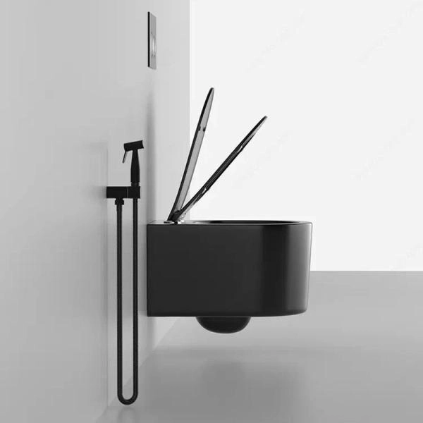 Унитаз Cerutti SPA TANARO Aria MB подвесной безободковый черный матовый CT9238 (490х365х355)