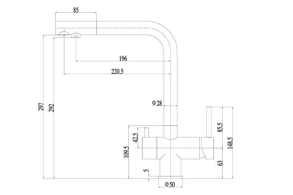 Смеситель для кухни Zorg Inox (SZR-7039 BR/GRAFIT) под фильтр  графит