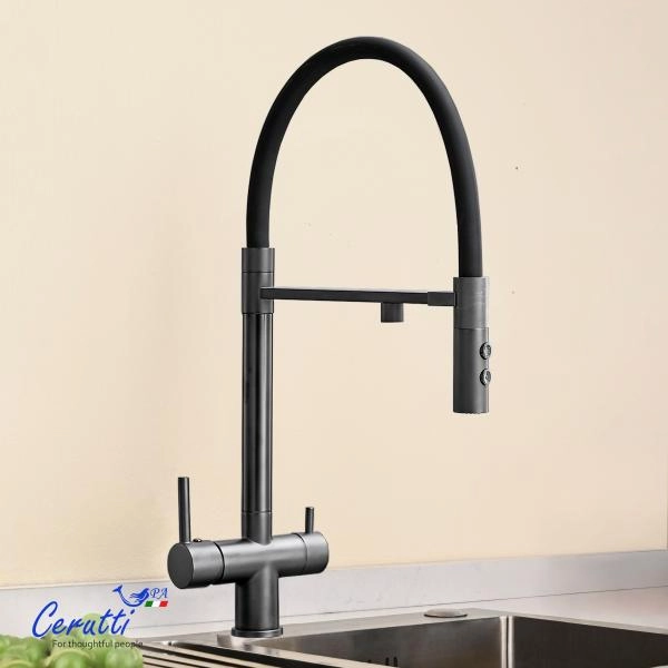Cмеситель для кухни Ceruttispa Торре GR (TORRE GR) из нержавеющей стали, цвет серый матовый