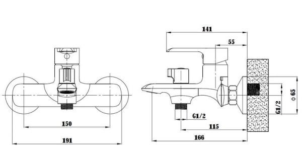 Смеситель для ванны и душа ESKO SORRENTO SR 54 хром