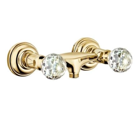 Смеситель Kludi Adlon 5161045G4 для душа, ручки хрусталь, цвет золото 23 карата