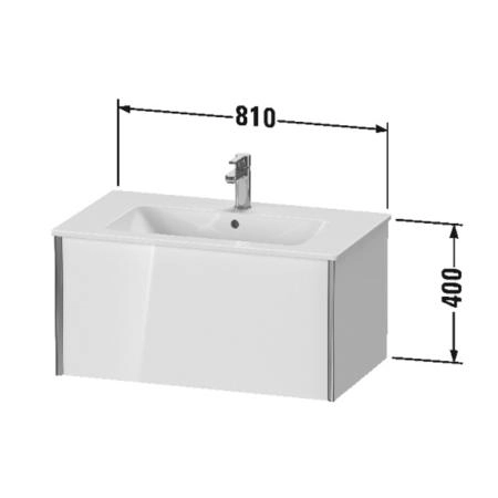 Duravit XViu Тумба подвесная 81x48x40см, с раковиной, 1 ящик, цвет: walnut dark/черный матовый