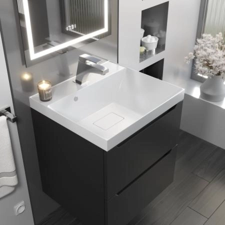 Тумба под раковину для ванной Uperwood Tanos NEW 50 см, подвесная, черная
