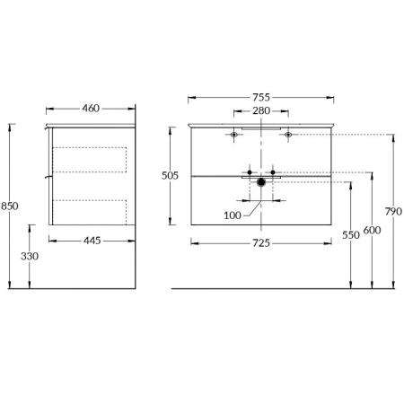 Тумба Kerama Marazzi PIANO FORTE ПИАНО ФОРТЕ PI.F.75\WHT подвесная 75 см, 2 ящика, белый глянцевый