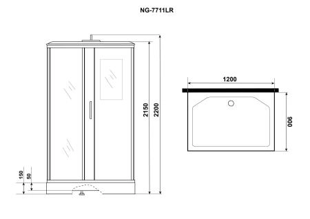 Душевая кабина Niagara NG-7711GR 90х120х220 см