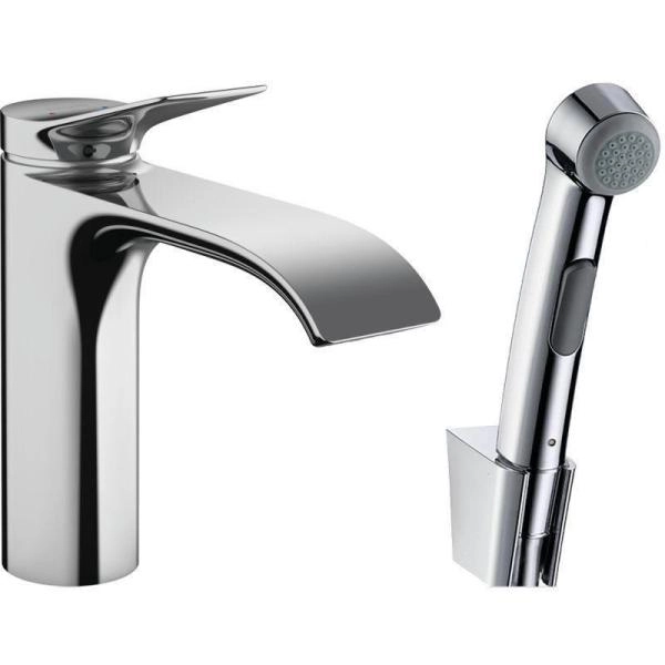 Смеситель Hansgrohe 75210000 Vivenis 110 мм для раковины, со слив. гарн., с гигиеническим душем, 4,4 л/ми хром