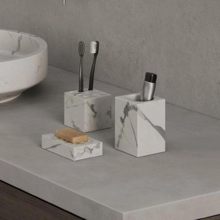 Dea Design Marble Мыльница настольная, 8х3хh13см., из мрамора, цвет: Statuario White