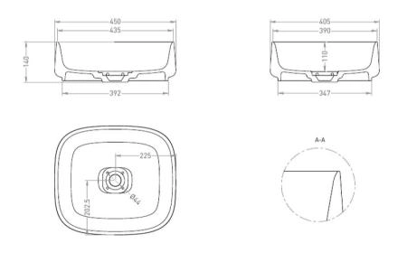 Раковина Salini ORIENTE BOWL RAL S-Sense глянцевая 45x40 1109102GF накладная