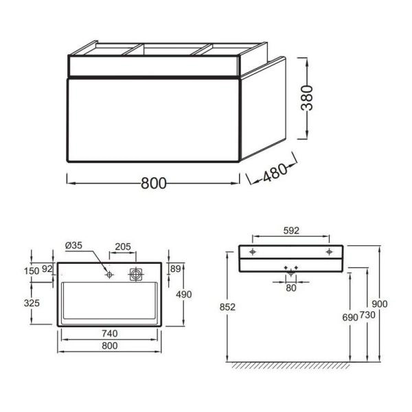 Тумба под раковину Jacob Delafon TERRACE EB1186-274 80 см цвет черный