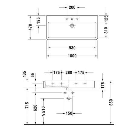 Duravit Vero Раковина подвесная 100x47см., с 1 отв., с переливом, цвет: белый