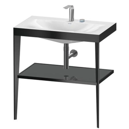 Duravit XViu Консоль напольная, 80x48x85см, с полкой, с раковиной без перелива, 2 отв., цвет: black matt/flannel grey high gloss lacquer